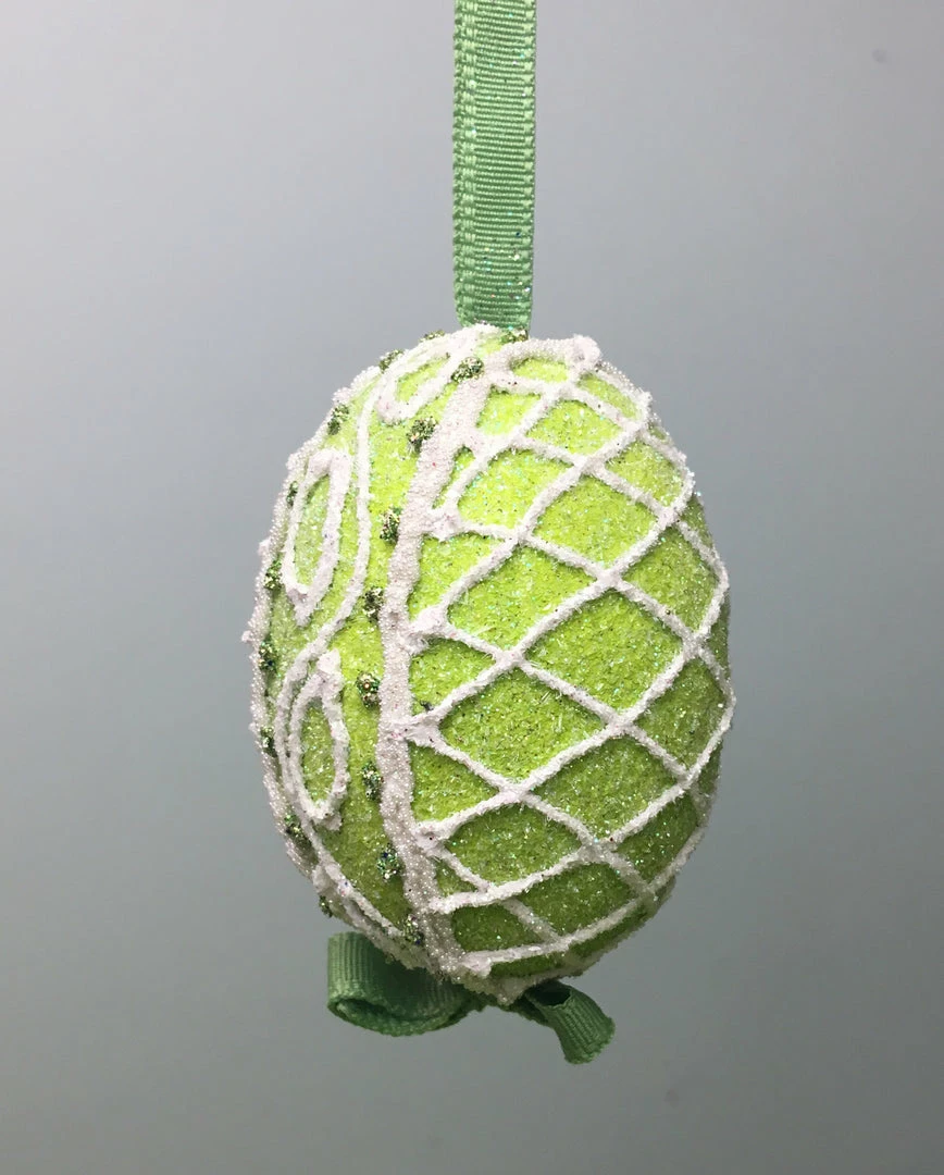 TheHolidayBarn.com New! Green Sugar Lattice Egg Ornament 3 TheHolidayBarn.com New! Green Sugar Lattice Egg Ornament