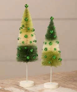 Bethany Lowe Green Tricolored Bottle Brush Trees