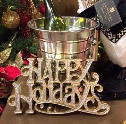 Katherine's Collection New! Happy Holidays Tabletop Sign, Gold & Silver