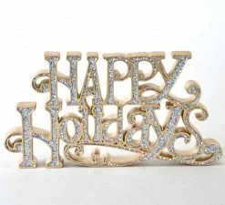 Katherine's Collection New! Happy Holidays Tabletop Sign, Gold & Silver