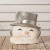 Bethany Lowe Large Happy Snowman Bucket, Platinum New!