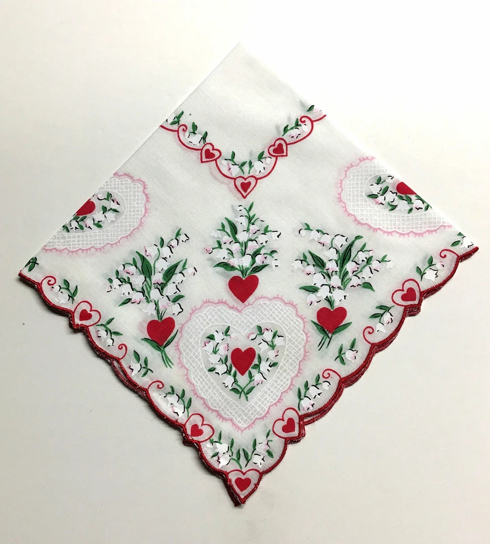 TheHolidayBarn.com Valentine's Day Hearts And Lilies Handkerchief Reproduction 3 TheHolidayBarn.com Valentine's Day Hearts And Lilies Handkerchief Reproduction