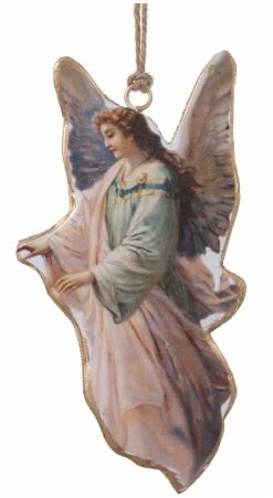 ShiShi Christmas Heavenly Angel Ornament, Decoupage On Metal