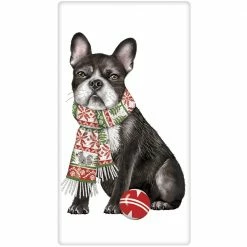Mary Lake-Thompson Holiday Party Boston Terrier Flour Sack Towel