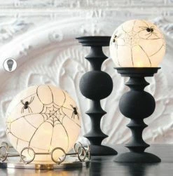 TheHolidayBarn.com Illuminated Spooky Spider Web Globes New!