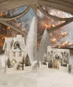 Bethany Lowe Ivory Cottages Medium - Putz Christmas Houses