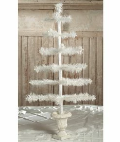 Bethany Lowe Ivory Feather Tree In Urn Base Christmas