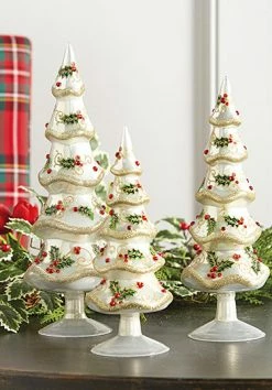 Raz Jeweled Holly Glass Trees