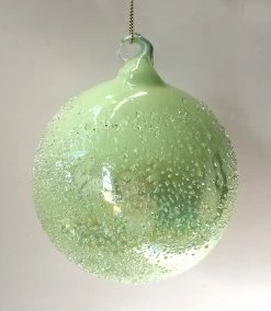 Winward New! Jim Marvin Light Green Beaded Art Glass Ornaments