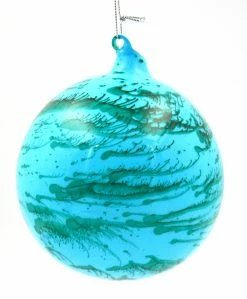 Winward Jim Marvin Blue Green Marble Glass Ball Ornaments New!