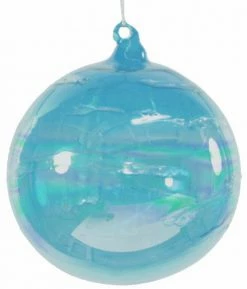 TheHolidayBarn.com Jim Marvin Iridescent Teal Art Glass Ball Ornaments