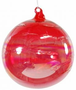 TheHolidayBarn.com Jim Marvin Iridescent Candy Red Art Glass Ball Ornaments Jim Marvin Ornaments