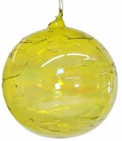TheHolidayBarn.com Jim Marvin Iridescent Lime Green Art Glass Ball Ornaments