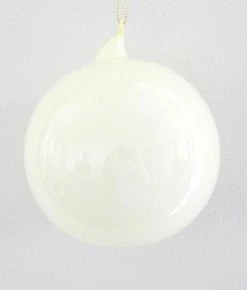 Winward Jim Marvin Ivory Bubblegum Glass Ornaments, Set Of 2, 120mm New!