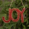 Ragon House Joy Ornament / Sign, Antique Red Bottle Brush New!