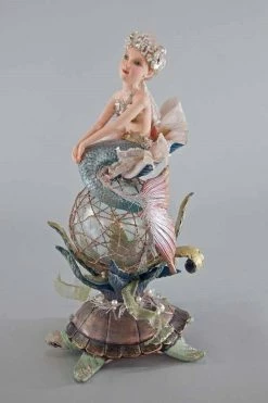 Katherine's Collection Mermaid On Sea Turtle Pedestal New!