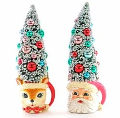 New! Katherine's Collection Retro Christmas Tree Mugs