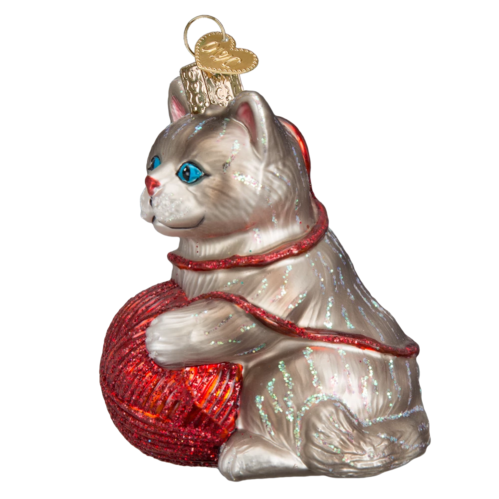 Old World Christmas Playful Kitten With Yarn Ball Ornaments 6 Old World Christmas Playful Kitten With Yarn Ball Ornaments