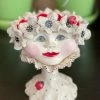 Teyros Lady Head Art Pottery Container, Daisy Ruff