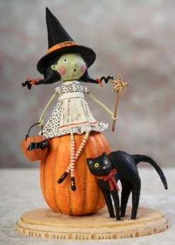 New! Lori Mitchell Bewitched Witch On Pumpkin