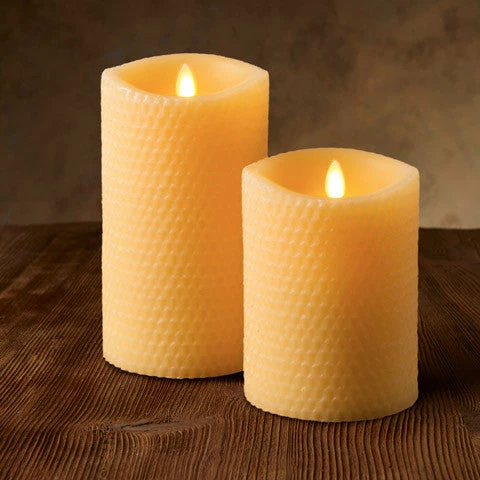 TheHolidayBarn.com Luminara Flameless Beeswax Texture Pillar Candles - Battery Operated 3 TheHolidayBarn.com Luminara Flameless Beeswax Texture Pillar Candles - Battery Operated