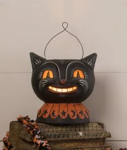 Bethany Lowe New! Magic Catty Jack Lantern, Paper Mache