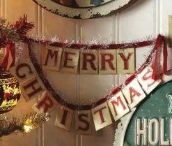 Raz New! Vintage Merry Christmas Banner