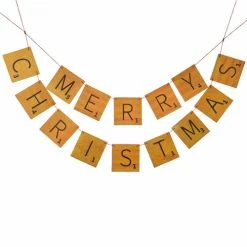 Raz Merry Christmas Word Game Letter Tile Garland New!