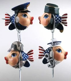 Katherine's Collection Military Kissing Fish Ornaments