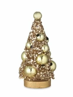 Bethany Lowe Mini Gold Bottle Brush Trees, Set Of 6 New!