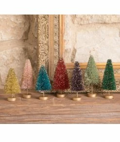 Bethany Lowe Mini Jewel Tone Bottle Brush Trees New!