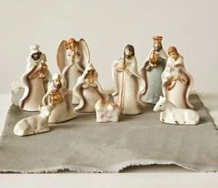 Creative Co-Op Mini Pastel Nativity, Crackled Stoneware
