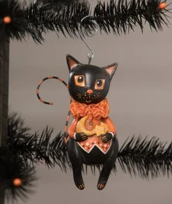 Bethany Lowe Moon & Stars Cat Ornament