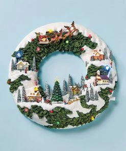 The Holiday Barn Musical Christmas Wreath Village Scene