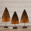 Bethany Lowe Orange Bottle Brush Trees With Black Glitter