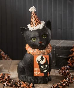 Bethany Lowe New! Black Cat Soiree, Paper Mache