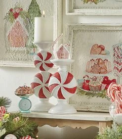 Raz Peppermint Candy Candle Holders