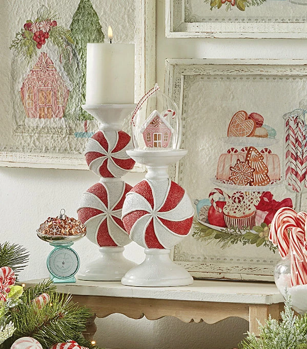 Raz Peppermint Candy Candle Holders 3 Raz Peppermint Candy Candle Holders