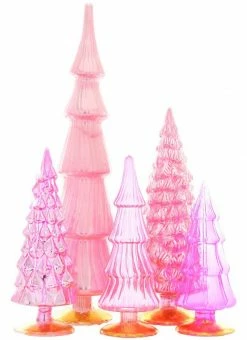 Cody Foster New! Pink Candy Glass Trees, Large