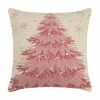 TheHolidayBarn.com Pink Christmas Tree Hooked Pillow New!