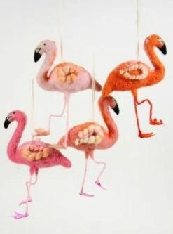Cody Foster Pink Flamingo Felt Ornaments