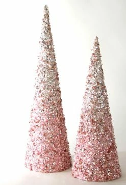 Katherine's Collection Pink Pearl Encrusted Ombre Cone Trees New!