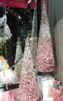 Katherine's Collection Pink Pearl Encrusted Ombre Cone Trees New!