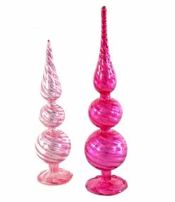 Katherine's Collection Pink Twisted Tabletop Finials New!
