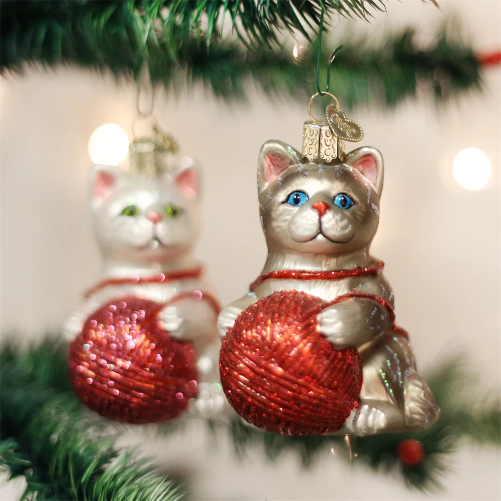 Old World Christmas Playful Kitten With Yarn Ball Ornaments 3 Old World Christmas Playful Kitten With Yarn Ball Ornaments