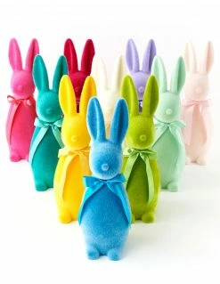 TheHolidayBarn.com Pop Of Color Flocked Bunny Rabbit, 16" New!