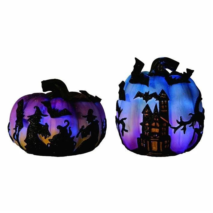 TheHolidayBarn.com New! Pumpkins With Halloween Silhouettes, Light Up 3 TheHolidayBarn.com New! Pumpkins With Halloween Silhouettes, Light Up