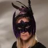 Bethany Lowe Purple Sequin & Feather Bat Mask