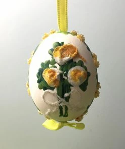TheHolidayBarn.com Yellow Flower Bouquet Egg Ornament