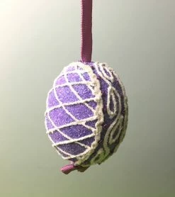 TheHolidayBarn.com New! Purple Sugar Lattice Egg Ornament